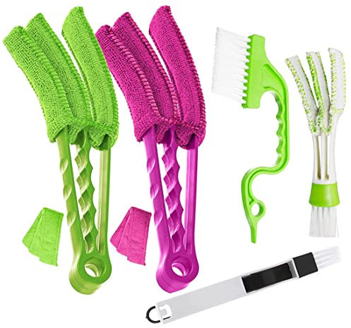 TuNan Lot de 5 balais de nettoyage pour volet coulissant pour porte coulissante, balayeuse 2 en 1, outil de nettoyage pour volets, climatisation, aérations de voiture, rebord de fenêtre