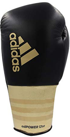 Handschuhe Adidas Hybrid 500 aus Leder Schwarz - Gold - Silber 14 oz