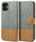 BEZ Case for iPhone 11, Phone Case Compatible for iPhone 11, Wallet Cover [Canvas Faux Leather] with Credit Card Holders, Kick Stand, Magnetic Strap Closure, Gray