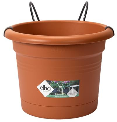 Elho Green Basics Potholder Allin1 Metal Blumentopf, Mild Terra, 27 CM