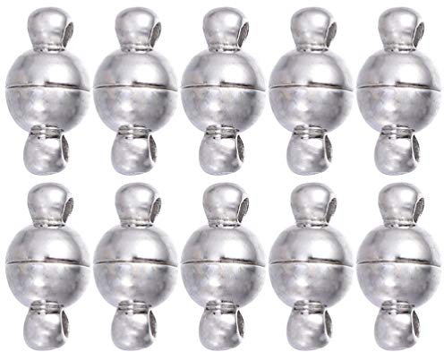 EXCEART 10 Stücke Magnetische Verschlüsse Magnetverschluss Kugel Magnet Verschluss Kettenverschluss für Halskette Armband Fußkettchen Schmuckherstellung 10mm Silber