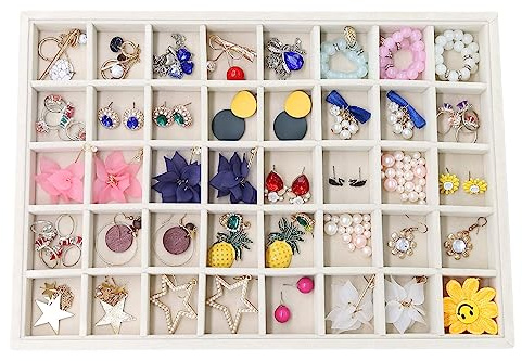 Stratalife Ohrring-Organizer, stapelbar, Schmuck-Tablett, Schubladen-Organizer, abnehmbares Display-Tablett, Organizer für Schmuck, Halsketten, Ohrringe, Schubladeneinsatz (40 Gitter)