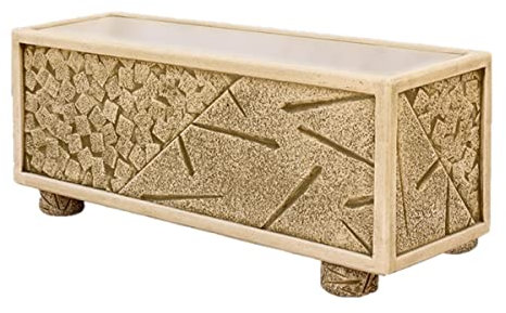 AnaParra Jardinera Hormigón aligerado Modelo Invierno 98x37x37cm. Resistente UV, heladas, Vientos. Sin Mantenimiento. Peso: 60Kg. Color: Verde