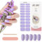 Kalolary 20PCS Gel Nagellack Aufkleber, Nagelsticker Full Wraps Nagelaufkleber UV/LED Lampe Erforderlich Cured Gel Nail Strips mit Nagelfeile und Stick für Frauen Mädchen (Lavendel)
