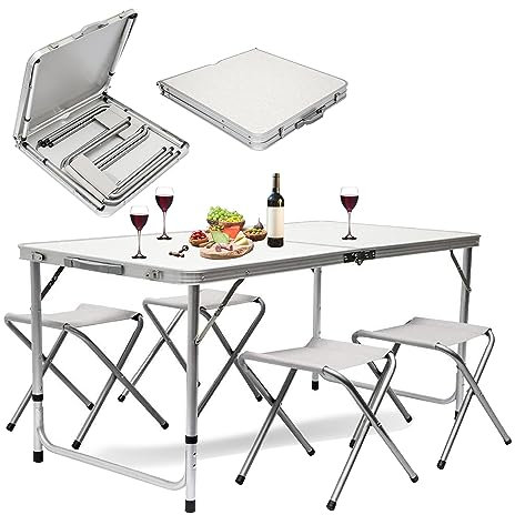 MaxxGarden Table Pliante - Table de Jardin - 120x60x60cm - Table Camping Pliante - Exterieur - Blanc