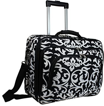 World Traveler Maletín para portátil de 17 Pulgadas con Ruedas, Negro (Black Trim Damask), Talla única, Maletín para portátil de 17 Pulgadas con Ruedas