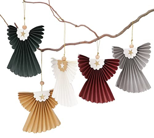 GURU SHOP 5er Set Origami Weihnachtsschmuck, Weinachts Deko, Fensterdeko - Engel 15cm, Mehrfarbig, 15x15x1,5 cm, Weihnachtsdeko