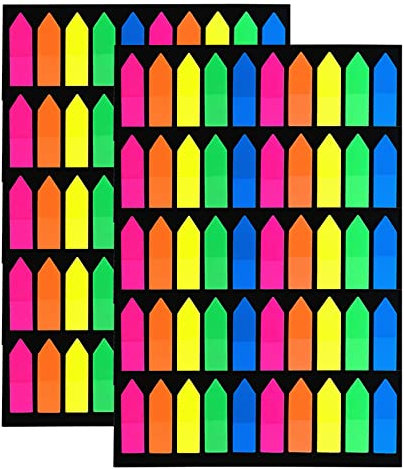 VANRA 2000 Pcs Sticky Notes 5 Color Notes Page Markers Index Tabs Arrow Flags Stickers Index Flags for Bookmarks, 10 Sets