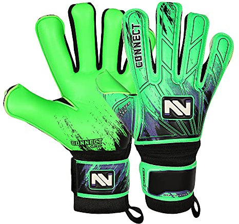 CONNECT Torwarthandschuhe Premium Grip, Torwarthandschuhe für Kinder, Jugendliche & Erwachsene, Fußballhandschuhe mit Fingerschutz, Torwart-Handschuhe (Fluorescent Green, 5)