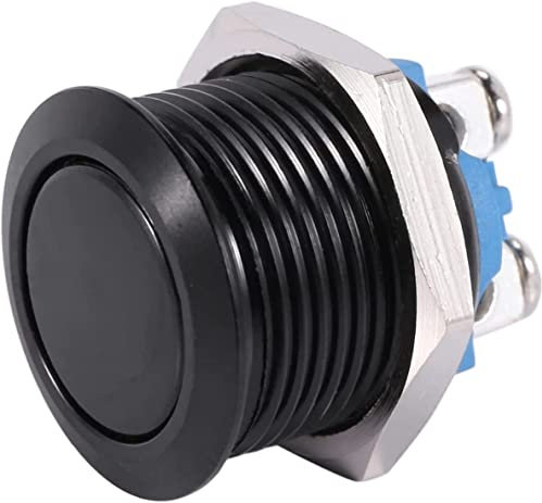 AUTOZOCO Pulsador momentáneo, Interruptor de botón momentáneo, Botón pulsador momentáneo,1NO SPST DC 3A/12V/24V/36V DC, 125V/250V AC 16, IP65, Tamaño del orificio de montaje: 16 mm