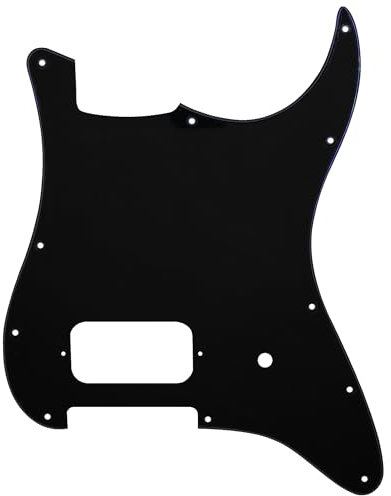Musiclily Pro 11 Löcher Strat Pickguard 1 Humbucker Gitarren Schlagbrett für Fender USA/Mexico Tom Delonge Strat Style E-Gitarre, 3-lagig Schwarz