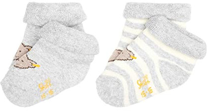 Steiff Unisex Baby Multipack Sneaker Socken 2er Pack GOTS, Soft Grey Melange, 14