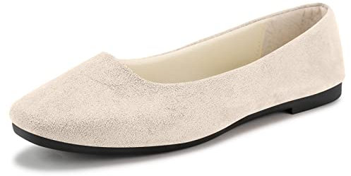 Padgene Women's Casual Square Toe Ballet Flats, Ladies Ballerina Flats Girls Fashionable Ballet Pumps Dolly Shoes Womens Stylish Comfy Office Driving Flat Shoes Slip On Loafers