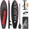 ECD Germany Aufblasbares Stand Up Paddle Board Makani 320x80x15 cm Schwarz-Rot, aus PVC, bis 120 kg, Komplettset Pumpe Tragetasche SUP Board Paddling Board Paddelboard Surfboard, Verschiedene Modelle