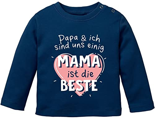 MoonWorks® Baby Langarmshirt Papa & Ich sind Uns einig Mama ist die Beste Babyshirt Spruch Jungen Mädchen Shirt