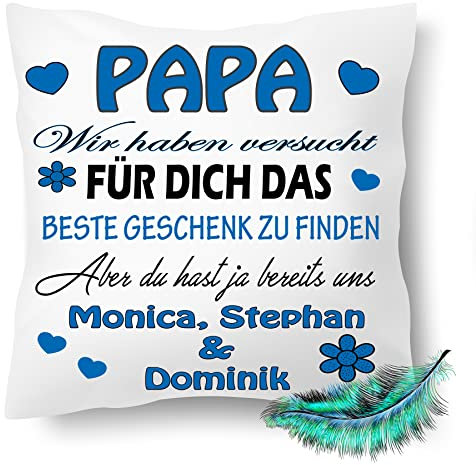 Papa Kissen personalisiert mit Namen, Geburtstags Geschenk, bedrucktes Kissen Beste Mutter der Welt | Kuschel Dekokissen, Zierkissen 40X40| Kissenbezug mit Füllung (ohne Kissenfüllung)