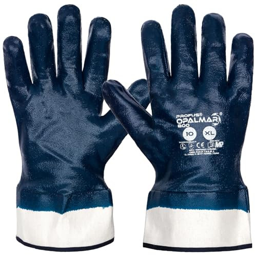 Marel 12 Paar Arbeitshandschuhe Handschuhe Berufshandschuhe Ölbeständig Blau Nitril Jersey (OPALMAR-12) XL, Gr. 10