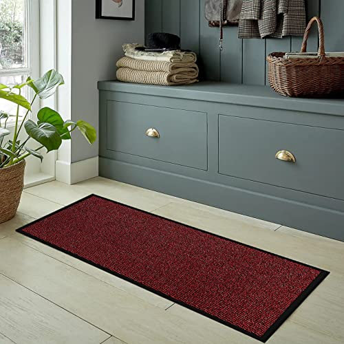 OZMIC Door Mats Indoor Door Mat Non Slip 120 x 180 cm, Red - Rubber Backed Floor Mats for Kitchen Floor - Outdoor Heavy Duty Waterproof for Front or Back Door Large Runner Rug