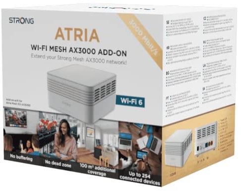 STRONG ATRIA AX3000 Whole Home Mesh Wi-Fi 6 System: Extensive Coverage, Connects 85 Devices, 3 Gigabit Ports/Node, Enhanced Performance, App Control, Simple Setup (1 Pack)