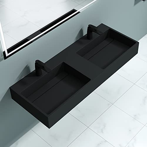 doporro lavabo doble de diseño 120x48x13cm desagüe oculto Colossum12 en antracita mate de mármol fundido apto como lavabo sobre encimera y lavabo suspendido