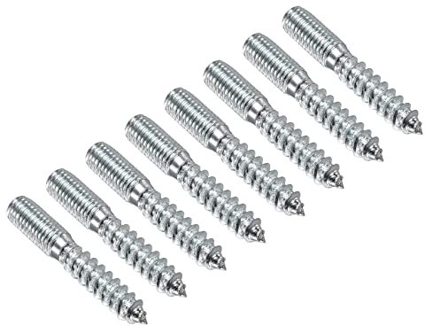 QUARKZMAN M8x50mm Cintre Boulon Vis Double Filetage x 8PCS Carbone Acier Double Tête Vis pour Canapé Jambes, [Argenté]