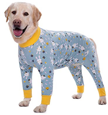 BT Bear Elastischer Haustier-Einteiler für große Hunde, schützt Gelenke, Anti-Haare, Lecken, Wundschutz, Haustier-Pyjama, Hunde-Overall für mittelgroße und große Hunde (5XL, Graublau)