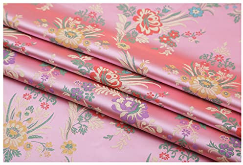 BNALU Tissus en Satin Tissu Brocart Jacquard Fleur Bégonia 75cm De Large Vendu Au Mètre pour Vêtements Sacs Faits Main Coussin Cheongsam(Color:Rose)