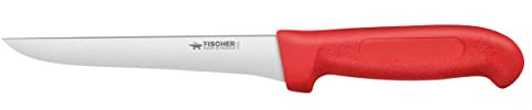 Fischer Bargoin Profinox Désosseur lame droite 17 cm manche surmoulé rouge - sur carte - la pièce 3015-17