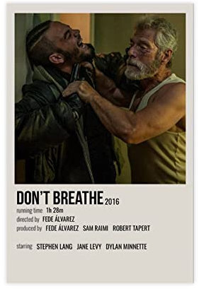 Horrorfilm Don't Breathe Vintage 2 Leinwandposter Wandkunst Dekor Bild Gemälde für Wohnzimmer Schlafzimmer Dekoration Rahmen: 50 x 75 cm