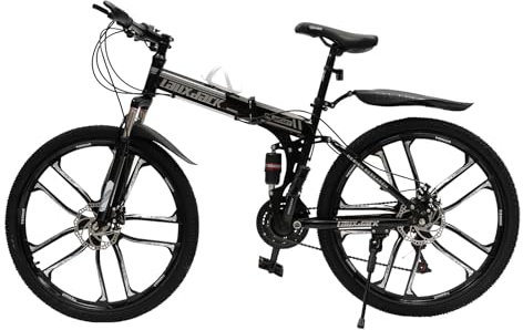 SABUIDDS 26 Zoll Mountainbike mit Vollfederung Fahrrad Klapprad 21-Gang -Schaltung Faltbares MTB Fahrrad mit Stoßdämpfende Scheibenbremse Fully MTB für Damen & Herren, Jungen, Mädchen, Weiß & Schwarz