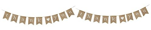 Abaodam 2 Sackleinen Rustikale Foto-Sackleinen-Dekoration Duschgirlande Party-Banner Requisiten Stand Jute -Wimpelkette -