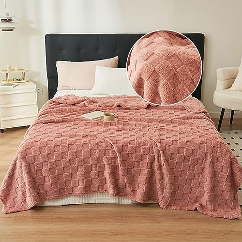 Chickwin Plaid Couverture Polaire, Couverture en Flanelle Douce Légères Chaudes Couvertures Toutes Saisons Jete de Canape pour Voyager, Lit ou Canapé -Couleur Unie (180x200cm,Rose foncé)