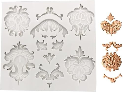 Moules en silicone 3D vintage baroque en relief pour décoration de gâteaux, fleurs, dentelle, bijoux, argile polymère, projets d'artisanat