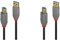 LINDY 36742 2m USB 3.0 Typ A an B Kabel, Anthra Line (Packung mit 2)