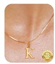 Kenivira Gold Initial Necklace for Women Girls S925 Gold Initial Necklace Tiny Choker Letter Necklace K Initial Pendant Necklace 18 Inch Gold Jewellery Gifts for Women Teen Girls