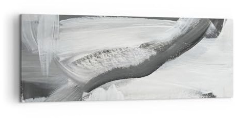 ARTTOR Leinwandbild 140x50cm Wandbild Abstrakt Schwarz-Weiß - 5642 | Hallo Malen Mazance Panorama Groß XXL Wanddekoration Wohnzimmer Schlafzimmer Wanddeko Wand Kunstdruck Wandkunst ARTTOR