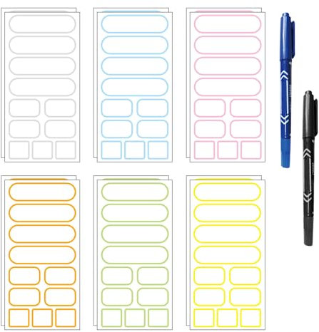 WYAN 132 Stück Vorgedruckte Farbcodierte Etiketten,Umzugsaufkleber,Namensaufkleber Etiketten Selbsteklebend,Umzugsetiketten,für Küche, Schule und Büro(6 Farben)