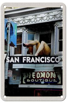 FEMER Blechschild Reise 12x18cm San Francisco Piedmon Boutique Urlaub Schild