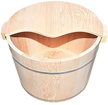 KSTUFF Vasca idromassaggio per pediluvio in Botte di Legno, Vasca idromassaggio per Piedi, Vasca per Piedi per Adulti, Secchio per Immersione dei Piedi con Coperchio, vaschetta per Piedi in ammollo,