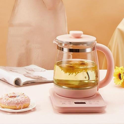 ZHXIANG Multi-functional Health Pot,Electric water kettle,glass kettle,Electric kettle, flower teapot, tea maker with strainer,Multifunctional thermostatic kettle pink