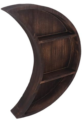 HWGING Étagère en forme de lune, décoration murale, étagère en bois en forme de demi-lune, étagère suspendue pour la maison