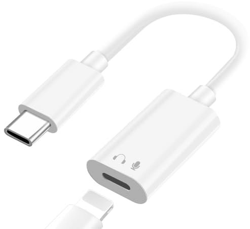 Hojalis Adaptador de Auriculares USB C a Lightning para Phone 15/15 Plus/15 Pro/MAX, USB C Auf Für Lightning Kopfhörer Adapter para Pad Pro Mini Air, Adaptador Auriculares, Adaptador Hi-Fi Estéreo