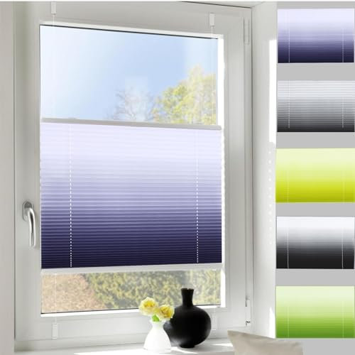 Klemmfix Plissee Ohne Bohren 100 x 120 cm Sichtschutz und Sonnenschutz Blickdicht Sichtschutz Rollo für Fenster & Tür mit Klemmträger / -fix für Fenster und Tür, Lila