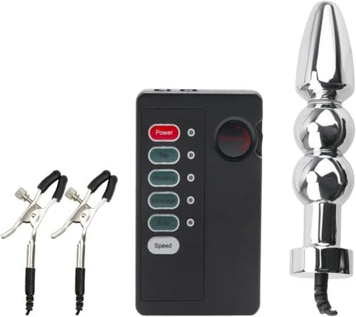 Elektro Shock Analplug zur Elektrostimulation Doppelpoliger Analdildo | Nippelklemmen Brust Flirten Spielzeug Masturbator Nippel Stimulation Butt Plug Prostata Massage Sexspielzeug für Frauen