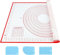 SAEIV Tappetino da forno in silicone, 70 x 50 cm, antiscivolo, antiaderente, con misurazione, tappetino da forno per fondente, pasticceria, pizza senza bpa (rosso + 3 raschietti)