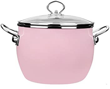 ANSNOW Marmites de Cuisson Marmite À Soupe, Marmite En Émail, Batterie de Cuisine Haut de Gamme, Casserole de Capacité/Rose
