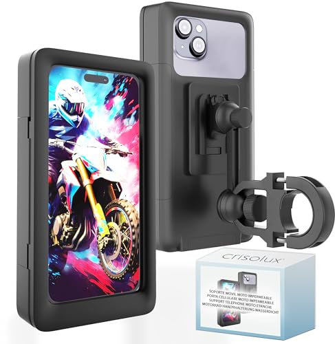 Support Telephone Moto Velo Etanche Coque avec fenetre Arriere et Fixation incassable sur Le Guidon Compatible avec Les Smartphones jusqu'a 7,5 securite et Protection Completes