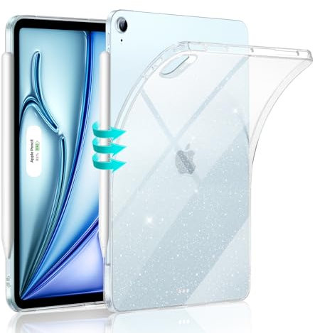 ESR Back Case for iPad Air 11 Inch M3 2025/M2 2024, iPad Air 6th/5th/4th Gen(2022/2020), Slim&Light, Yellowing Resistant, Transparent Back Cover, Supports Pencil Pro&USB-C, Zero Series, Clear Shimmer
