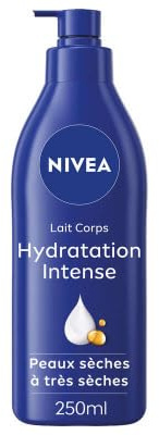 NIVEA Körpermilch Feuchtigkeitsspendend Intense 72H (1 x 250 ml) – Nährende Milch mit reiner Hyaluronsäure & Süßmandelöl – Feuchtigkeitscreme Körper für trockene bis sehr trockene Haut