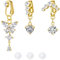 LAURITAMI 3 Pièces Faux Piercing Nombril avec CZ Cœur Papillon Argent Non Percé Clip Fake Anneaux de Ventre Con Pendentif